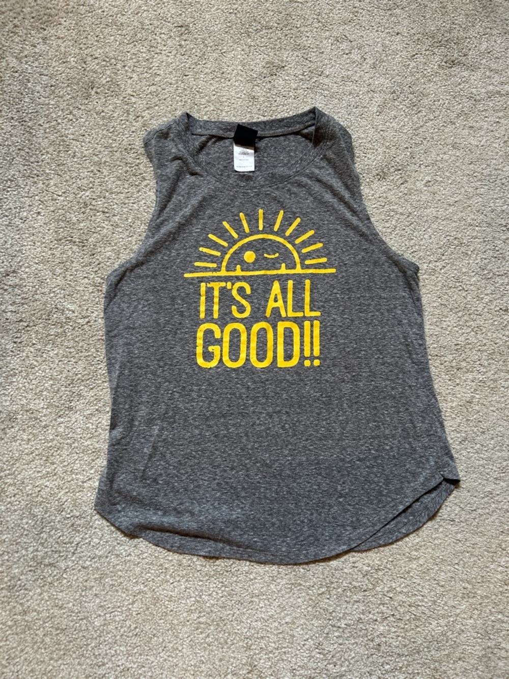 Modern Lux Heather Gray Tank Top with Yellow Nail Accent